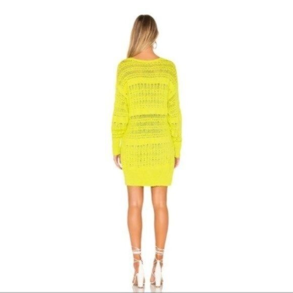 FREE PEOPLE Hot Tropics Open Knit Sweater Limelight Combo- Medium NWT - Picture 3 of 8